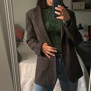 vintage wool blend cozy patterned blazer